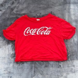 Garage Red Coca Cola Graphic Cropped Tee